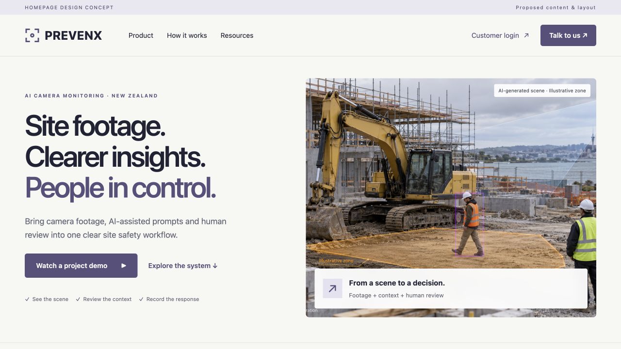 PrevenX 首页改版设计预览：产品场景、演示入口和客户登录导航